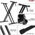 Piano Keyboard stand Double X Heavy Duty 7 Adjustable Heights & Width Digital Electric Synthesizer Music Stands For 61 76 88 Keys w Secure Locking Strap KS 2X BLK