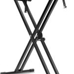 Piano Keyboard stand Double X Heavy Duty 7 Adjustable Heights & Width Digital Electric Synthesizer Music Stands For 61 76 88 Keys w Secure Locking Strap KS 2X BLK